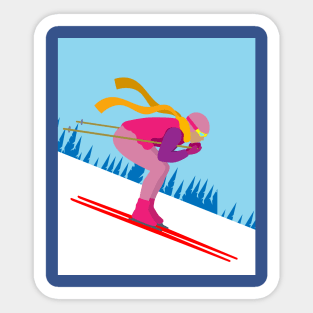 Skier Snow Mountains Extreme Sport Sticker